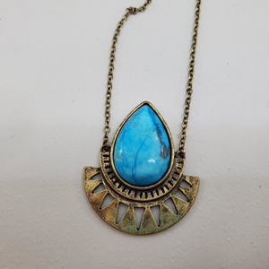 American Eagle Necklace Faux Turquoise Blue‎ Gold T